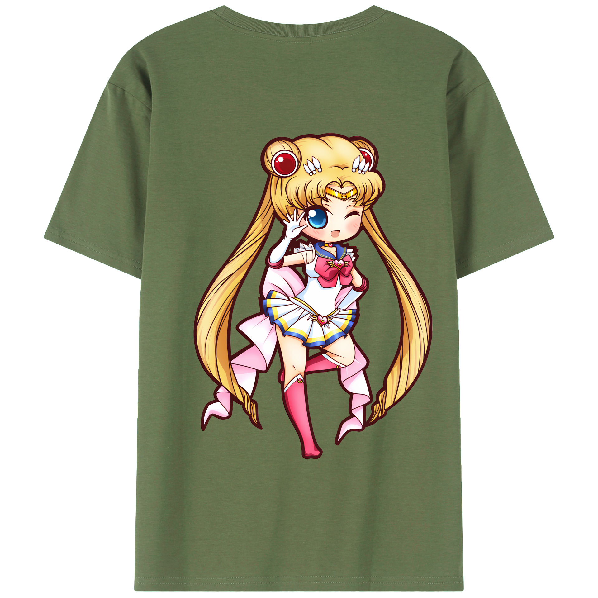 （画像用） 美少女戦士セーラームーン 月野 うさぎ つきの うさぎ Sailor Moon Tsukino Usagi 綿100％ メンズ半袖Tシャツ（バックプリント） 通気性